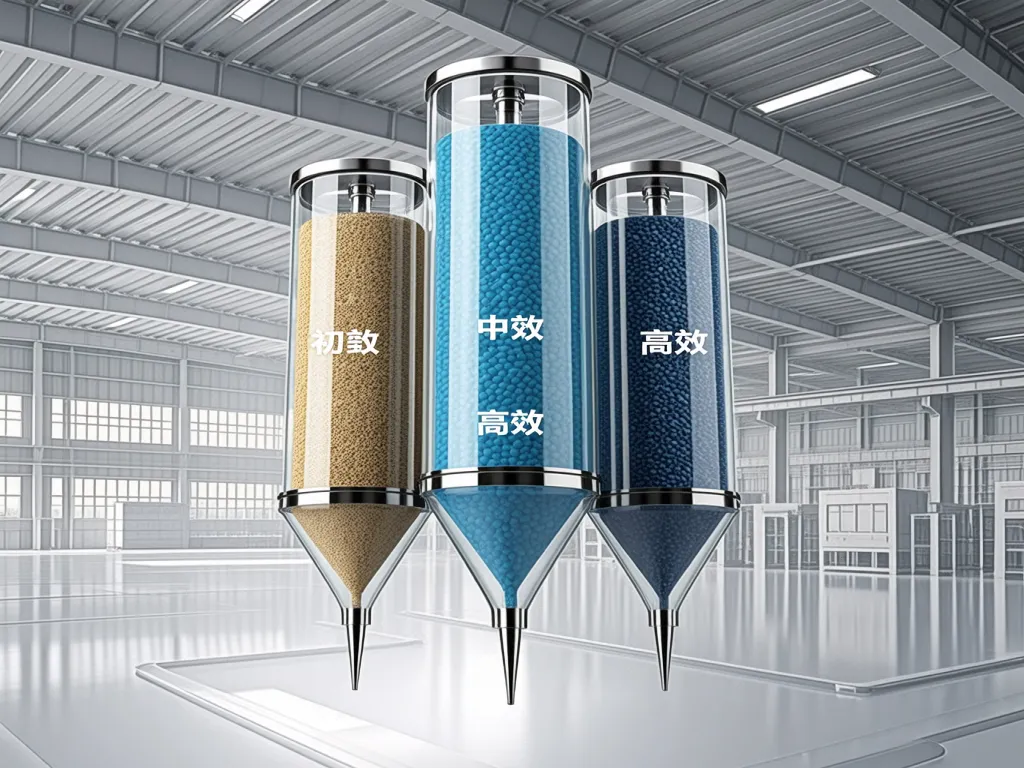 Display of air filters with varying efficiency levels