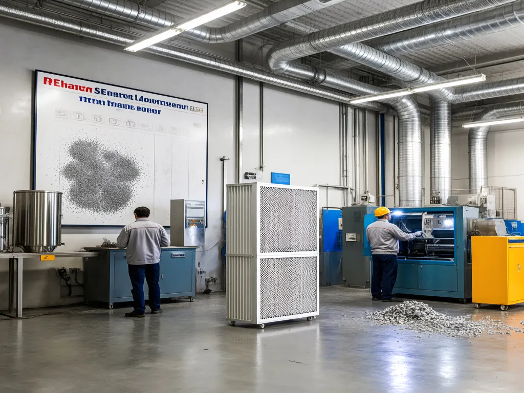 Quality control area for air filters in an industrial setting