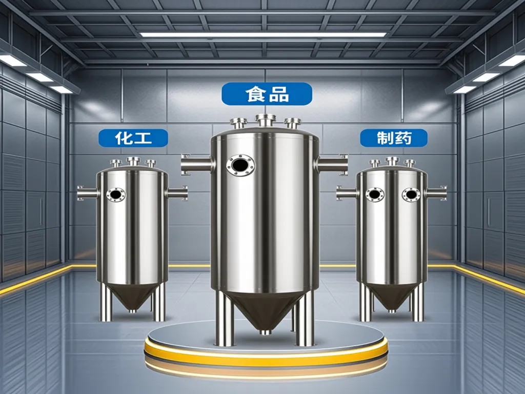 Industrial bag filter housings for food, chemical, and pharmaceutical industries