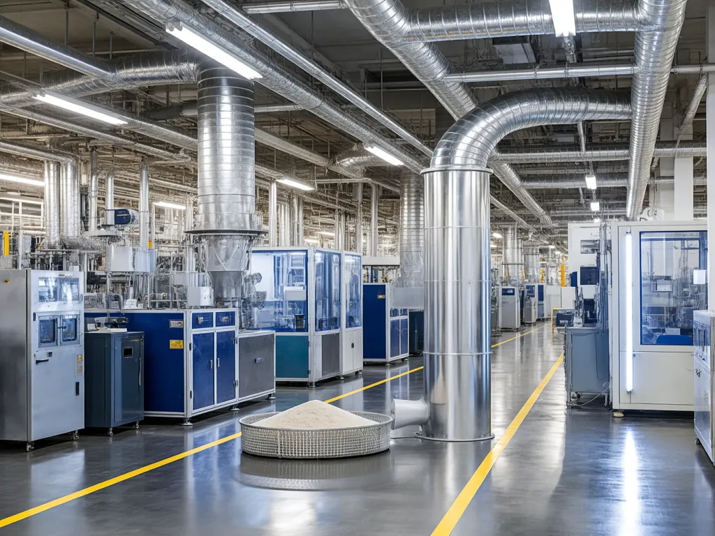 Factory interior showcasing industrial filters and machinery