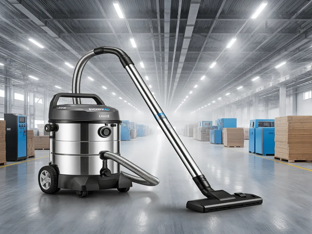 Industrial shop vac with a HEPA filter attached