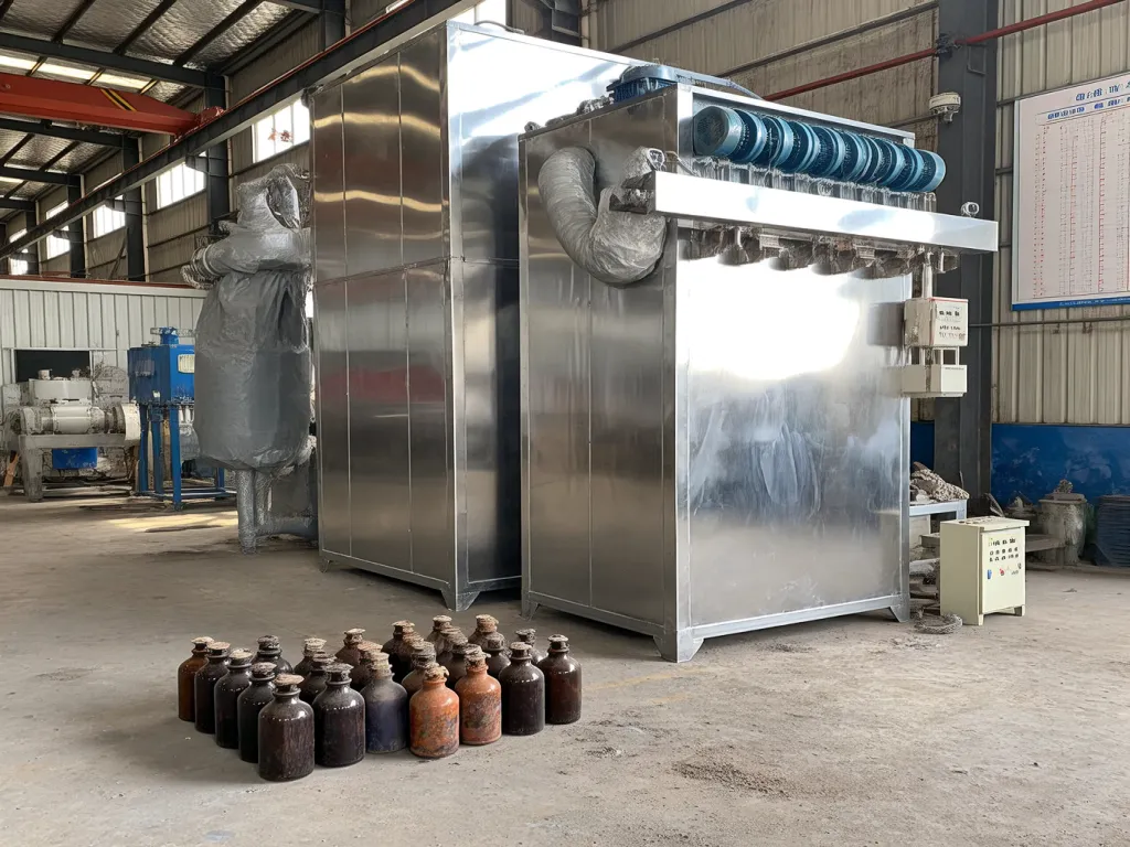 Industrial dust collector equipment with bottles