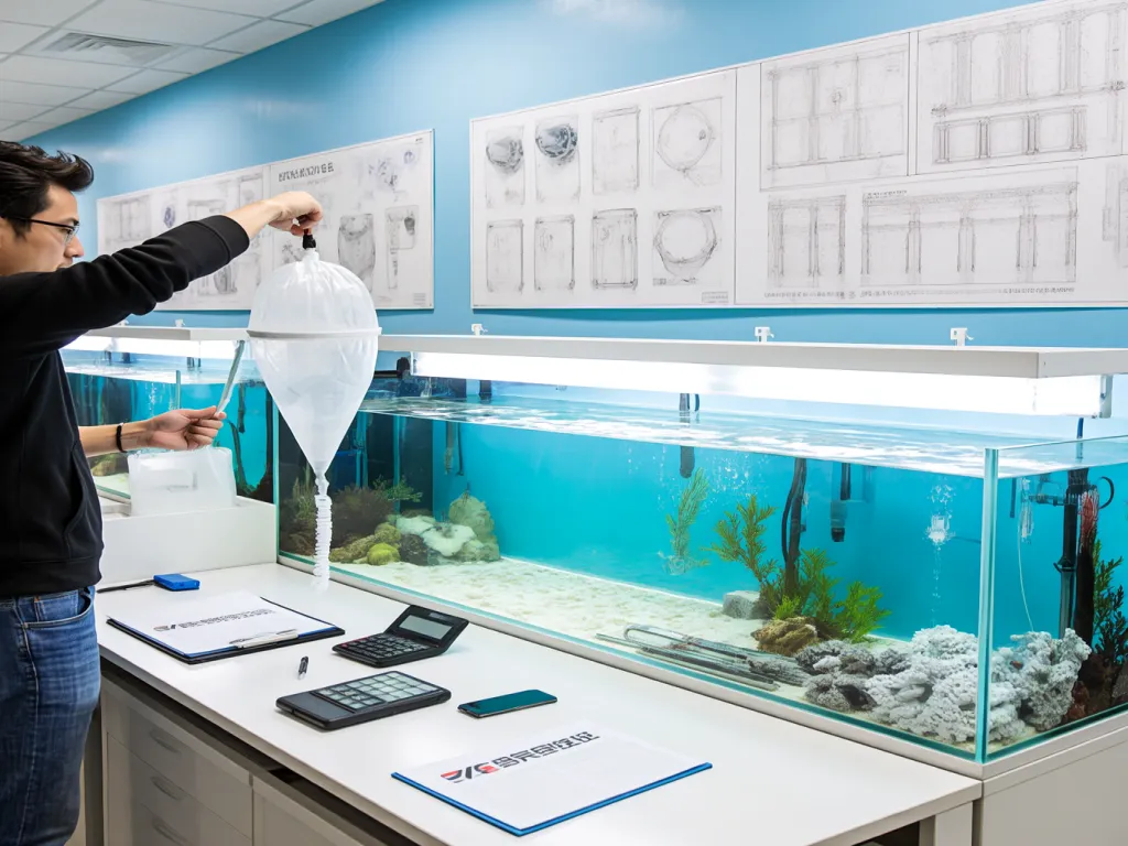Testing aquarium filter bags in a lab setting