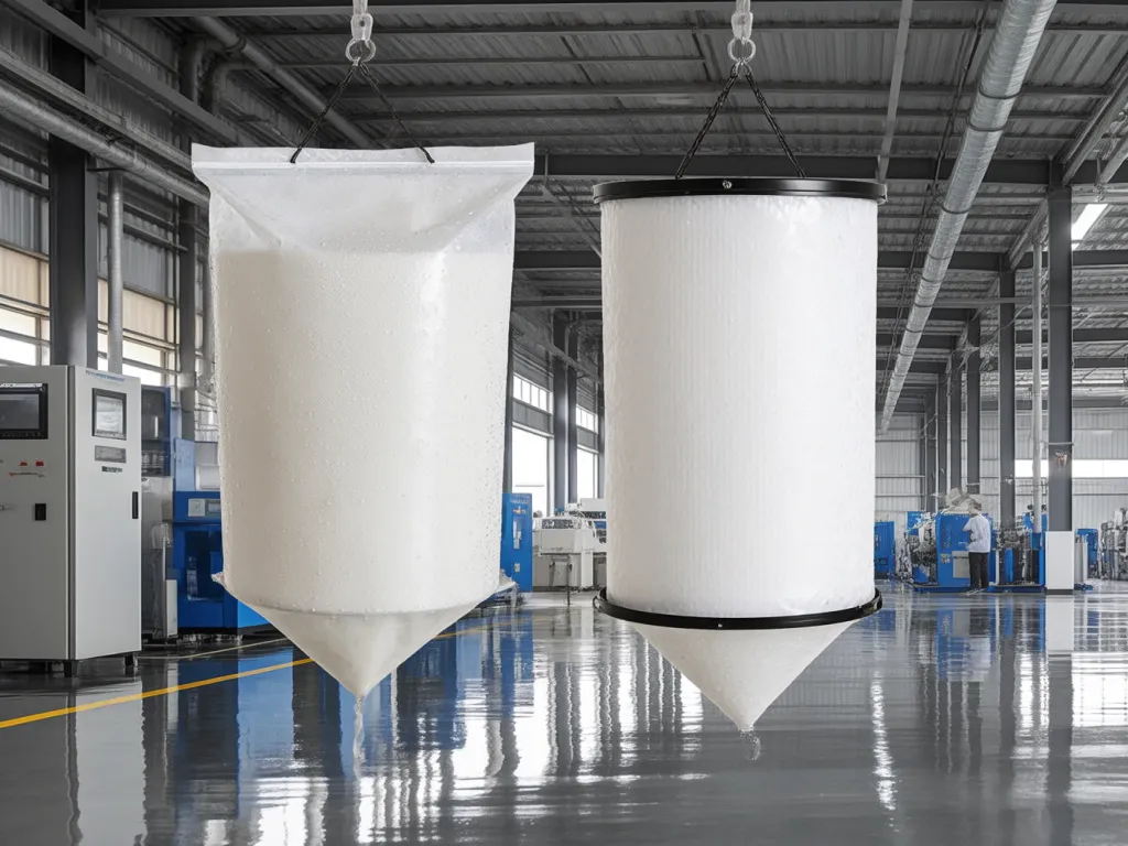Dust collector filter bags in production
