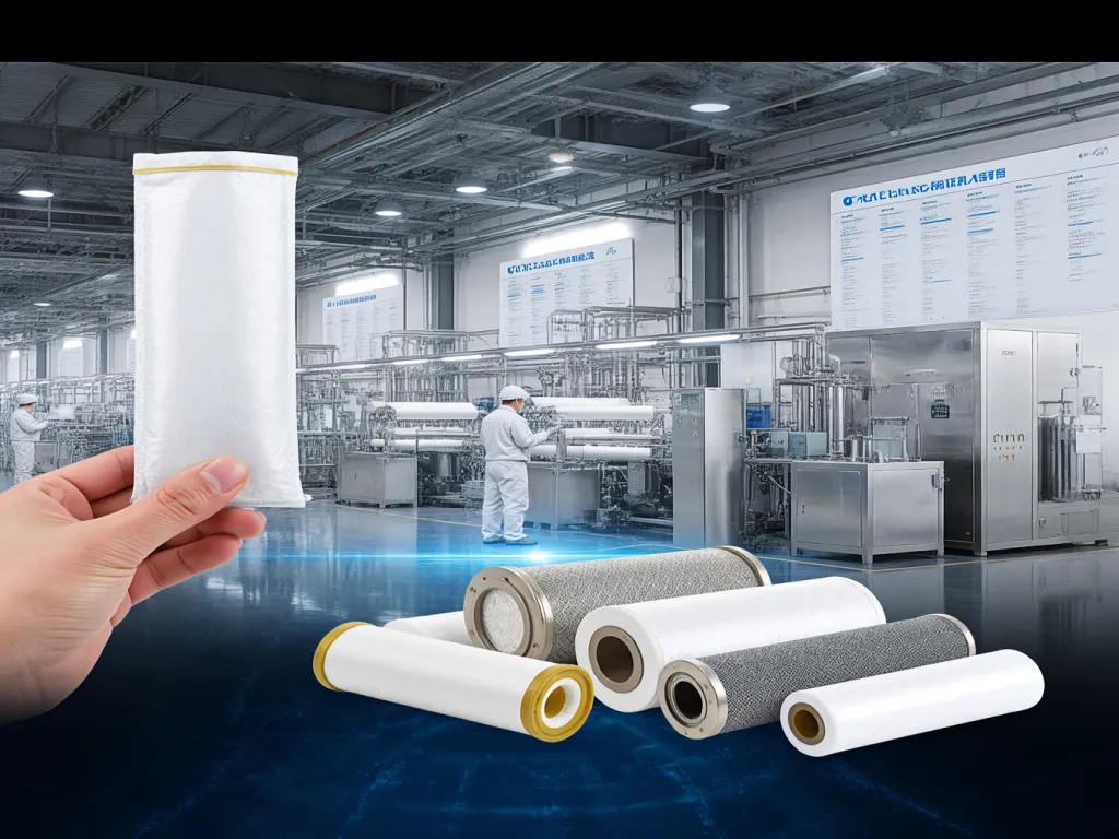 1 micron filter bag in industrial setting