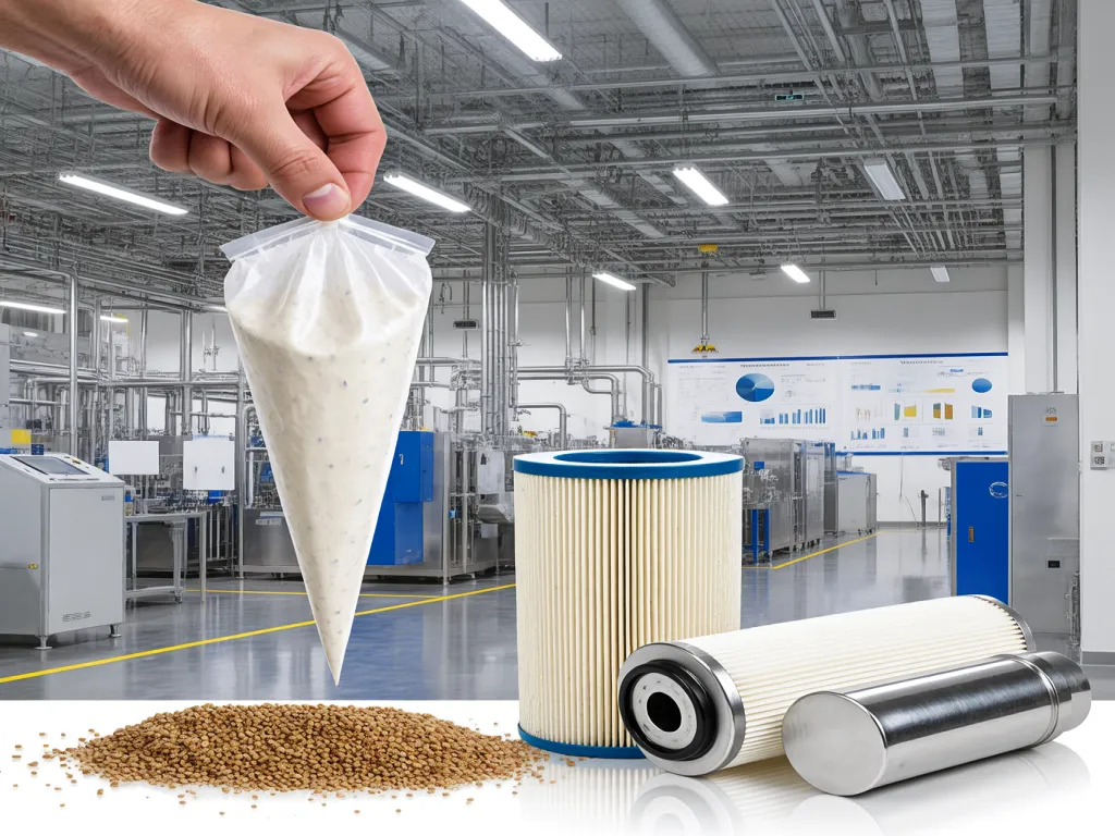 Demonstration of 1 micron filter bag efficiency