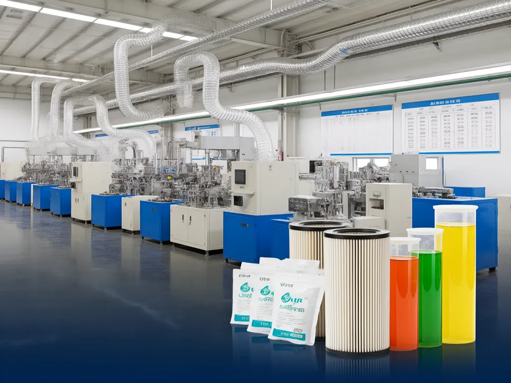 Micron filter bags in a manufacturing facility