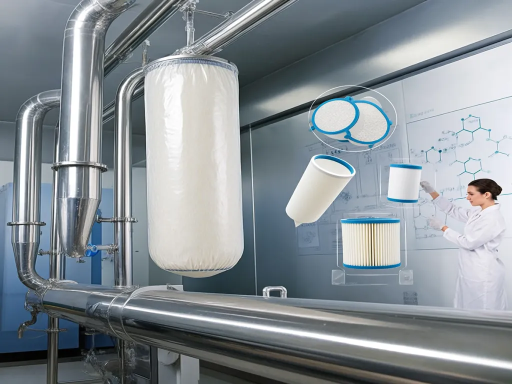 Testing 5 micron filter bags in a lab