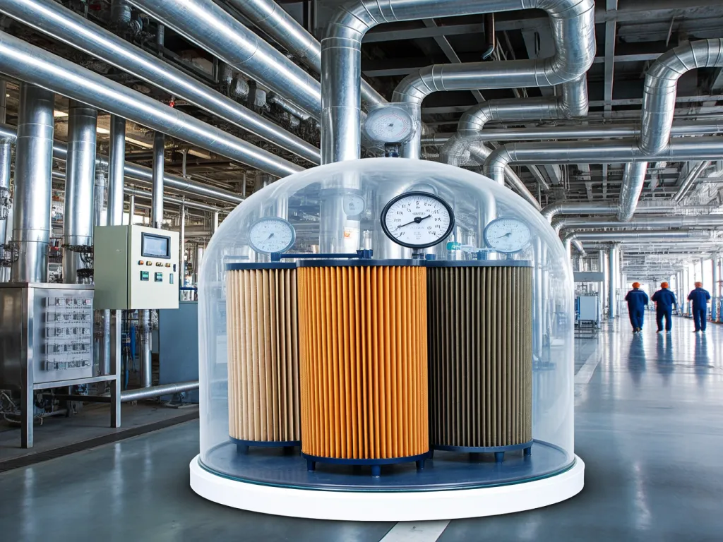 Pleated filter bags under testing dome
