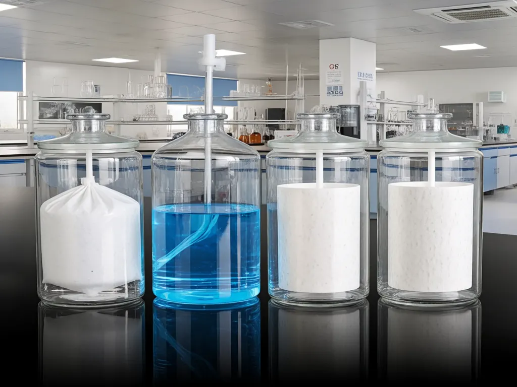 PTFE filter testing process in laboratory