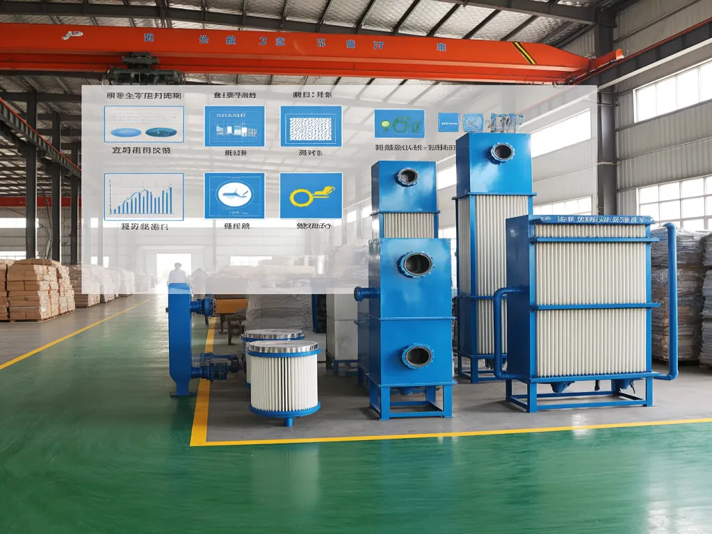 Industrial filter bag house equipment in a factory setting