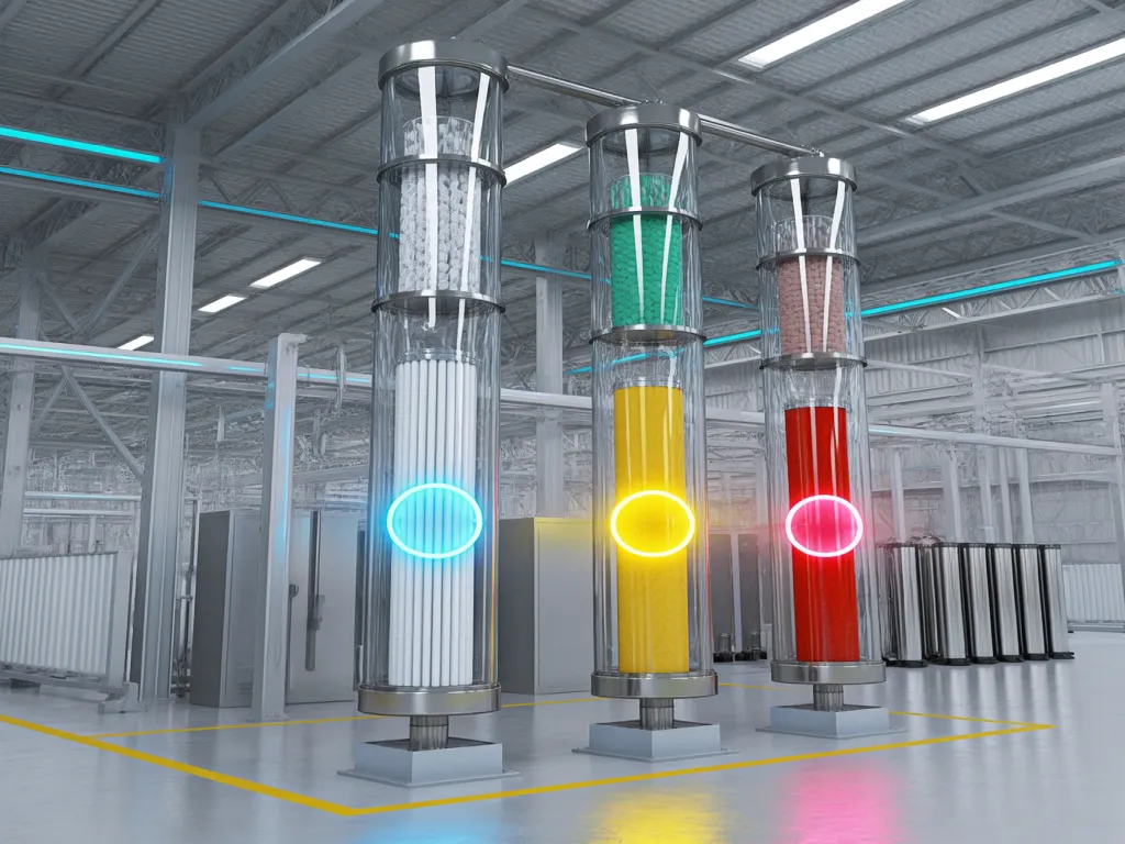 Filter cylinders with colored indicators in factory