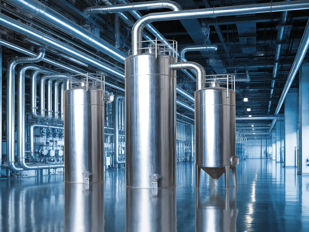 Stainless steel bag filters in a factory