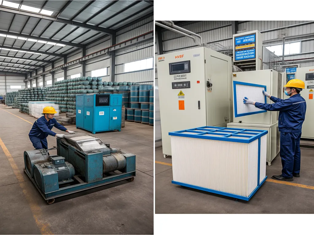 Filter bag production and inspection in factory setting