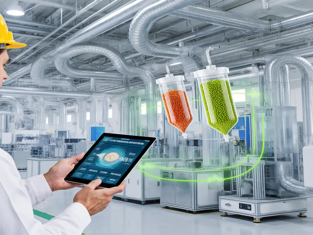 Smart factory setting with a worker monitoring filter systems via tablet