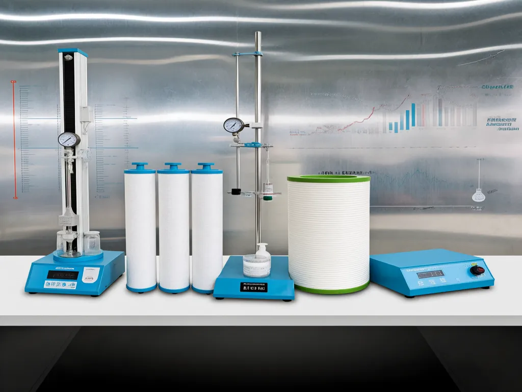 Filter bag testing equipment in a laboratory setting