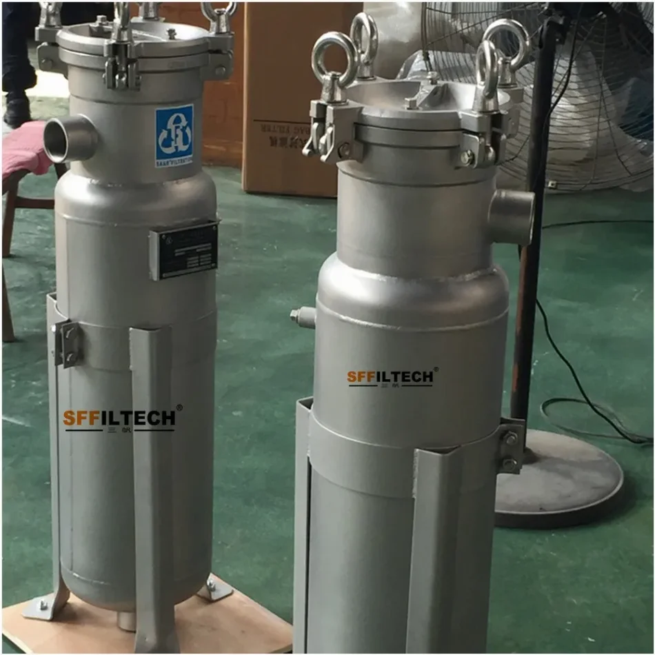 Close-up of industrial filter device