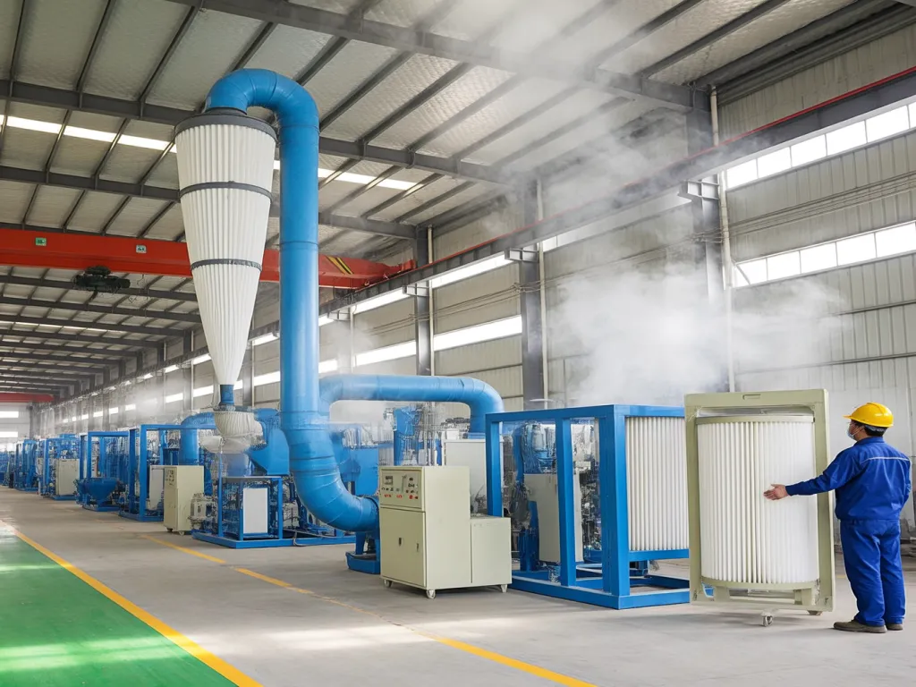 Manufacturing process of industrial filter bags in a large facility