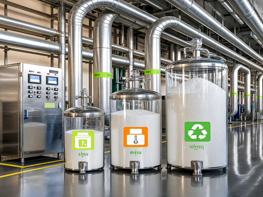 Storage tanks with filter bag materials in industrial facility