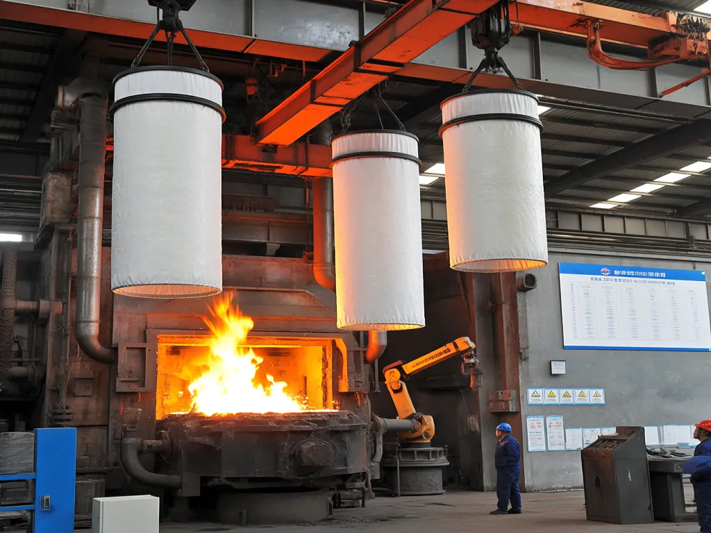 Industrial filter bags being used in a manufacturing facility