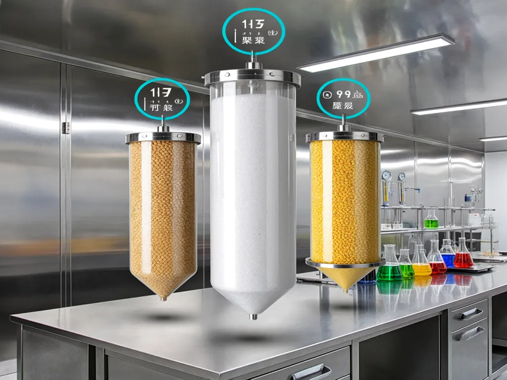 Containers of materials for industrial filter bags