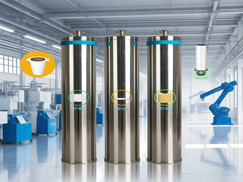 Display of high efficiency industrial filter bag components in a factory