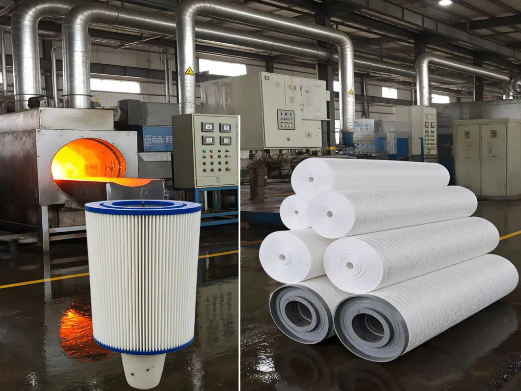 Production process of high efficiency industrial filter bags in a factory