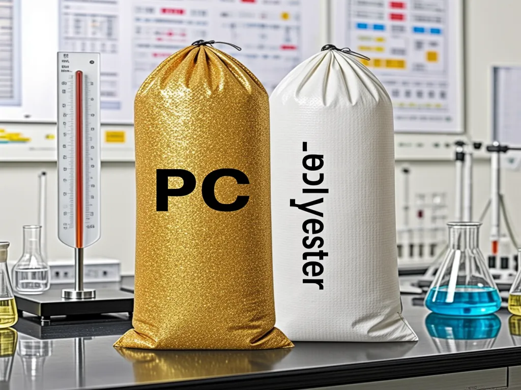 Bags of PC and polyester filter materials in a lab