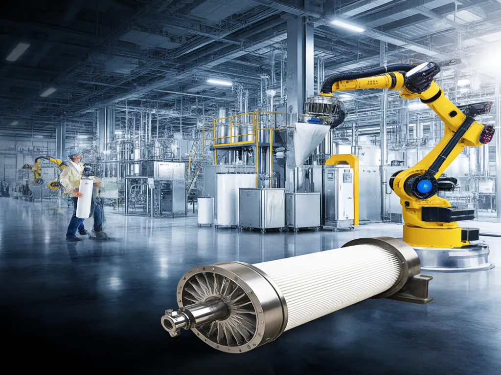 Industrial filter bag system integration in a modern factory setting