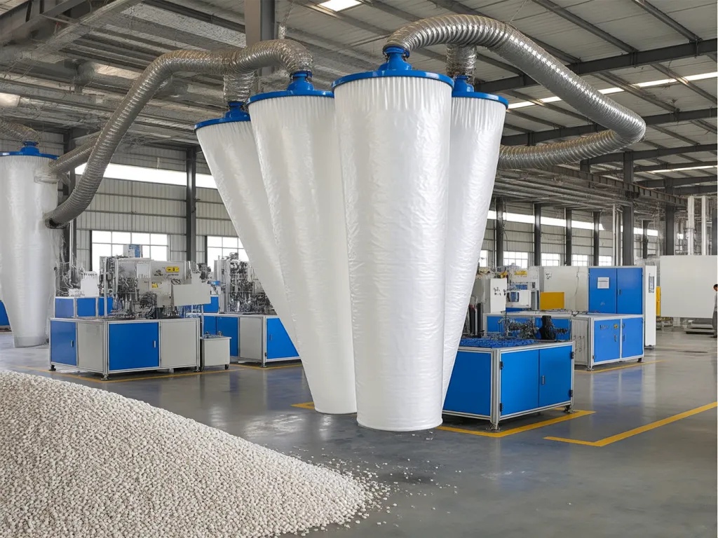 Production line of industrial vacuum cleaner filter bags in a factory