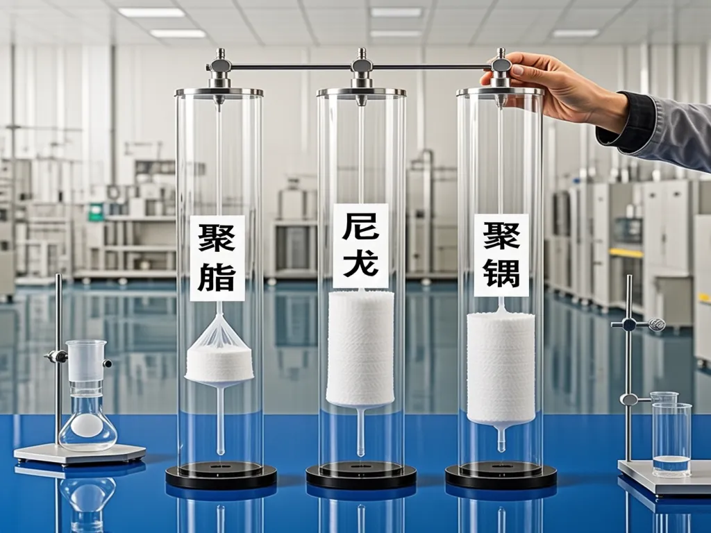 Testing different materials for industrial liquid filter bags in a lab