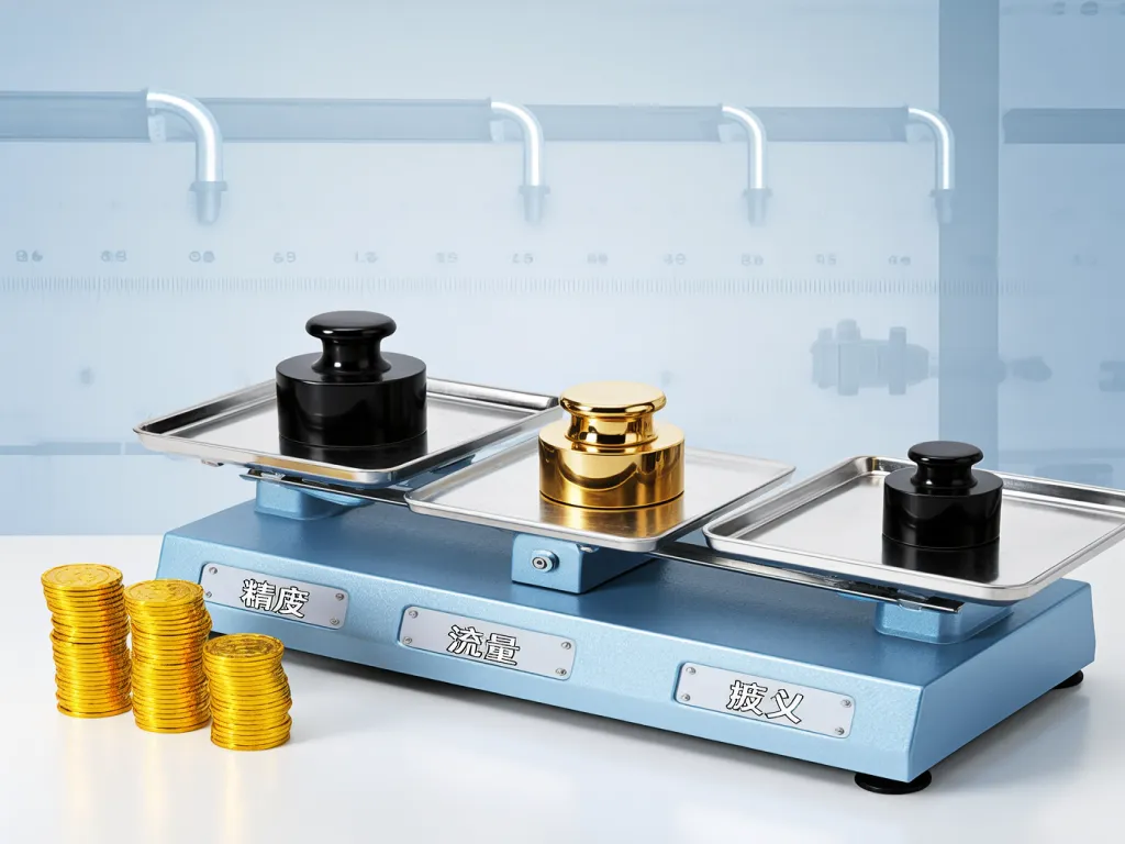 Precision scale weighing coins symbolizing quality control for filter bags