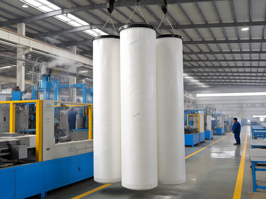 Polyester felt filter bags for industrial use in factory setting