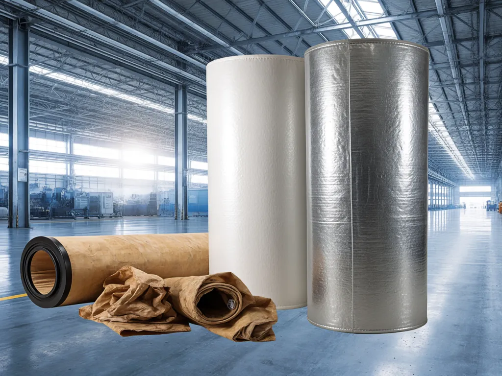 Different types of polyester felt filter bags in industrial filtration
