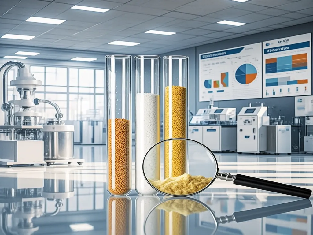 Felt filter materials in a laboratory setting with magnifying glass