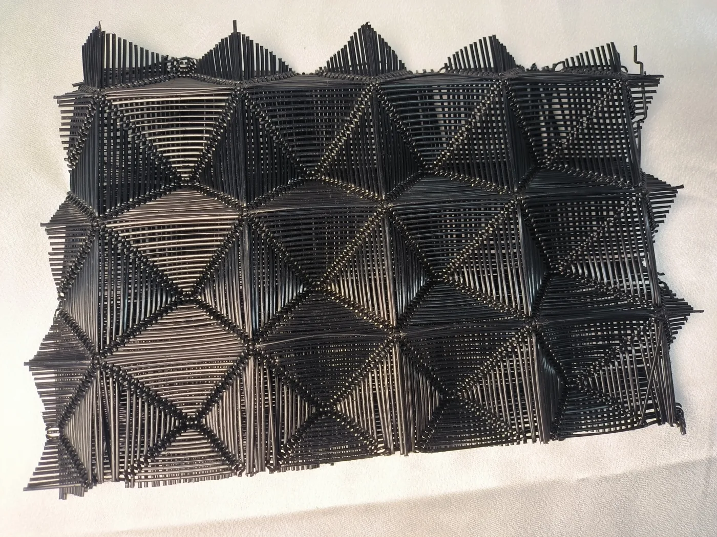 Three-dimensional polypropylene monofilament mesh sample