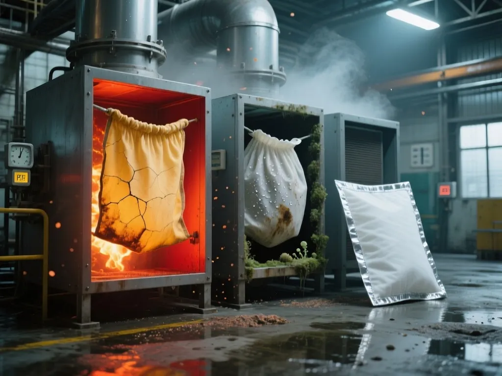 Testing the durability of industrial filter bags under extreme conditions.