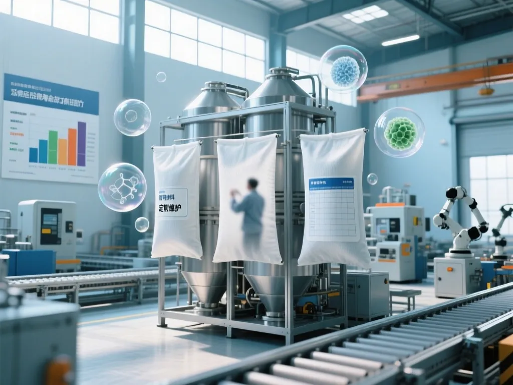 Industrial filter bags in a factory setting, highlighting their usage environment.