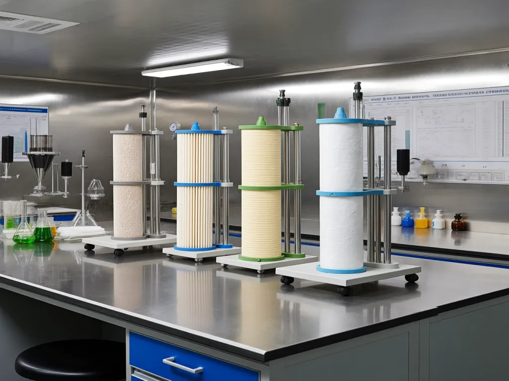 Testing setup for durable industrial filter sacks