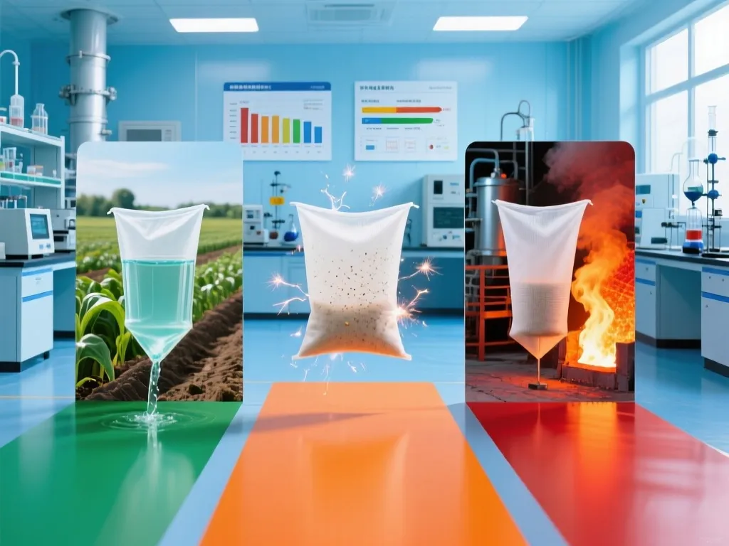 Polyester filter bag applications in liquid filtration, particle capture, and high-temperature environments.