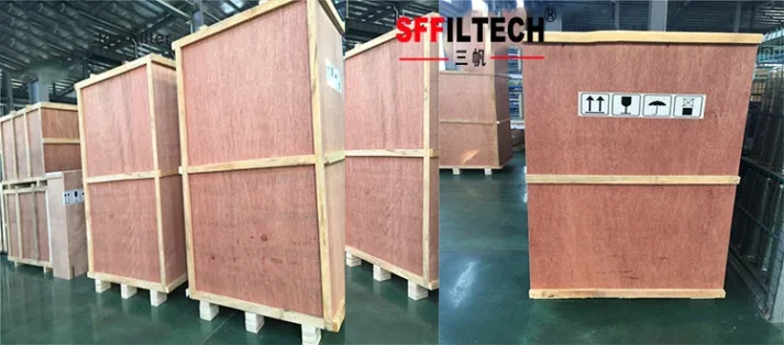 Detail view of industrial filter equipment