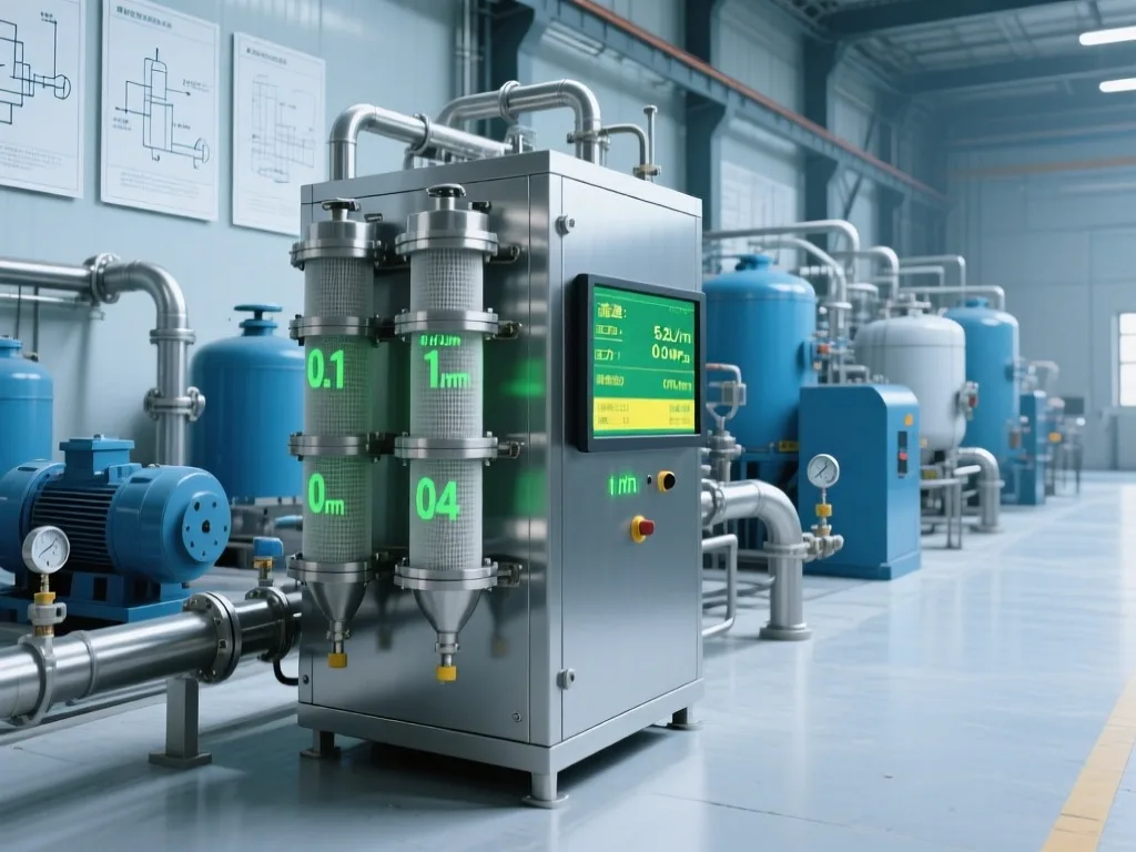 Advanced industrial liquid filtration system in operation