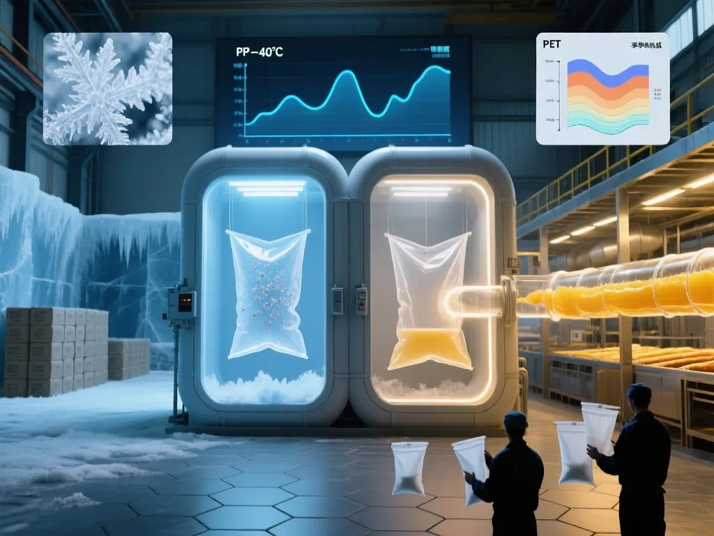 Filter bags operating in extremely low temperatures with frozen particles.