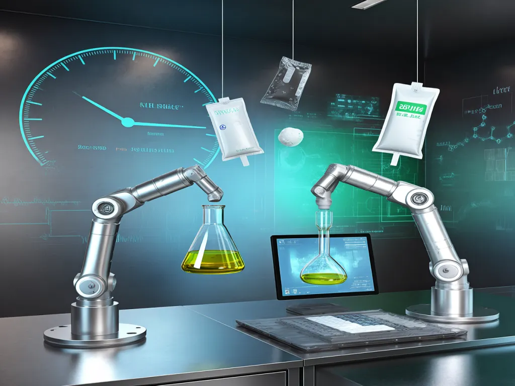 Robotic arms testing filter sacks with advanced filtration technology