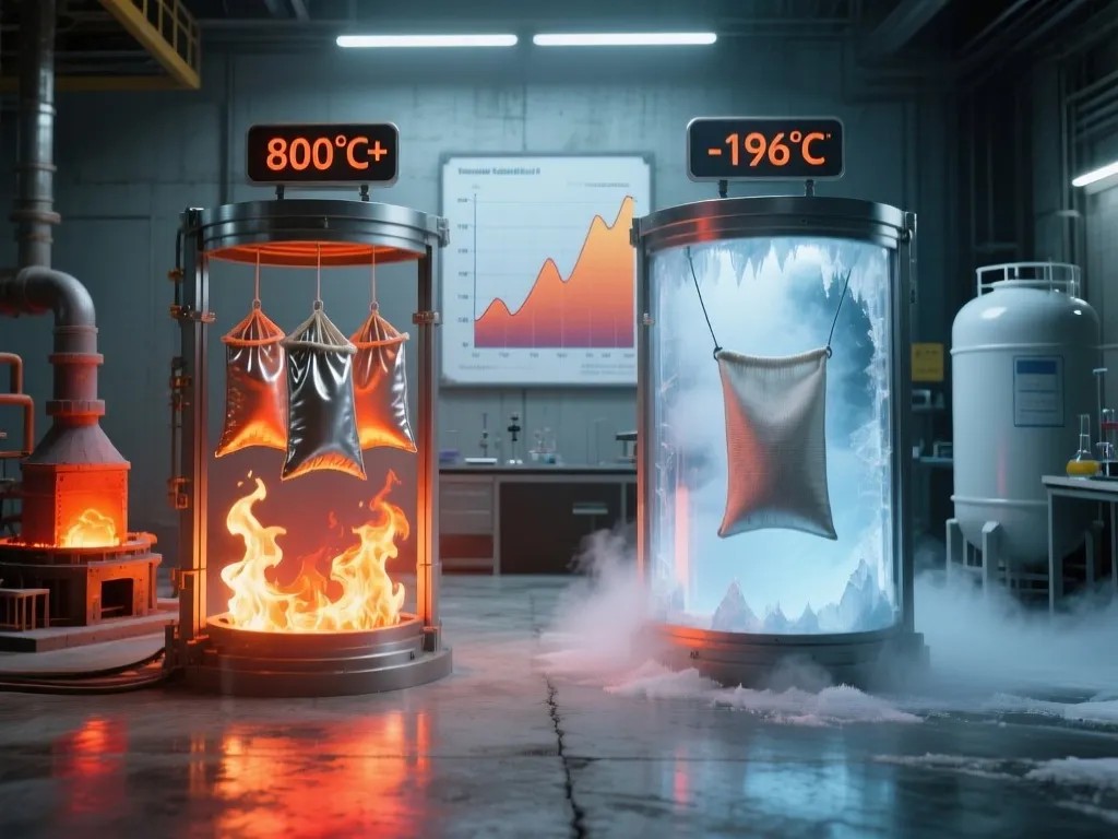 Filter bags enduring extreme temperatures from fire to ice.