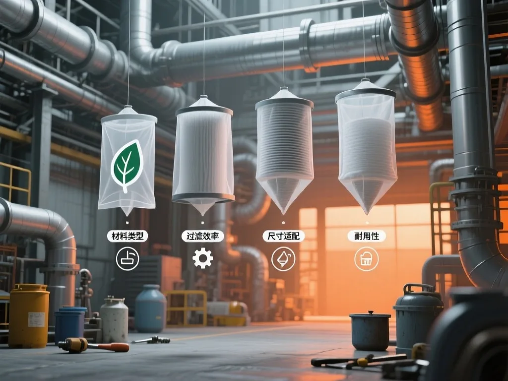 Industrial dust collector filter bags in use