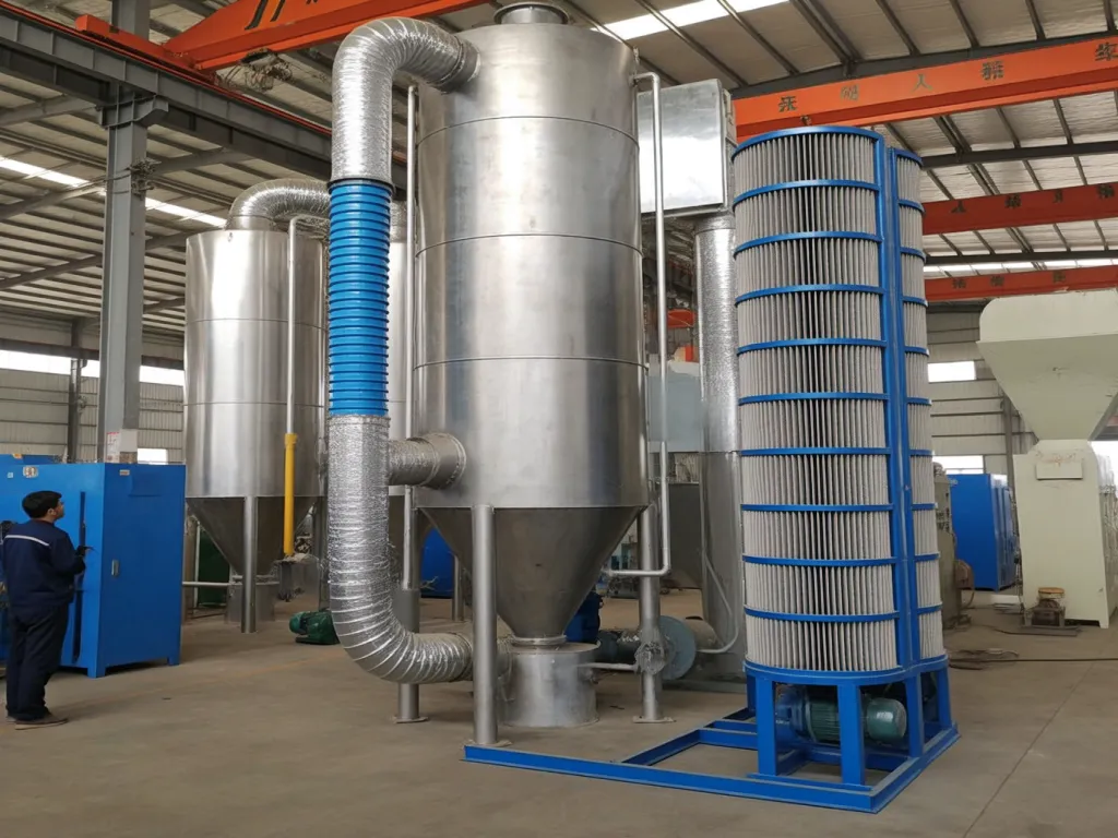 Large industrial dust collector system in a factory