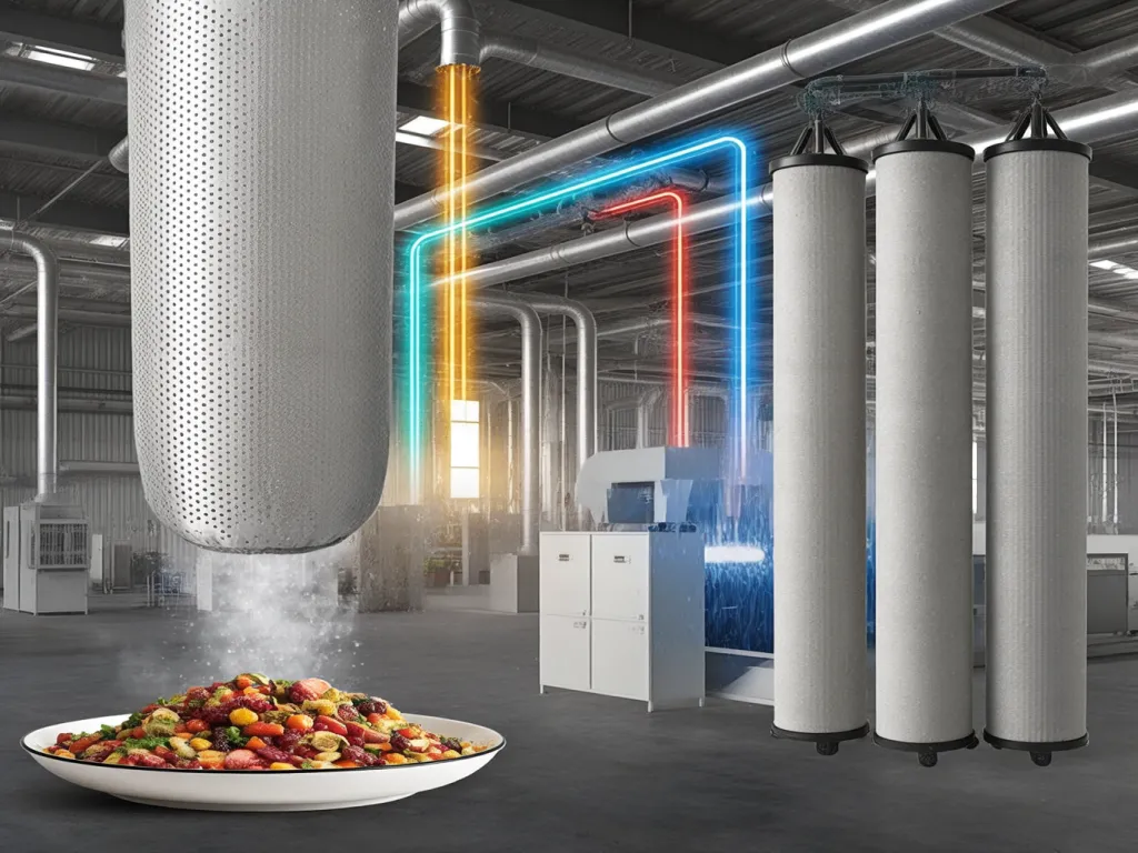 Filter sacks in use for industrial food processing