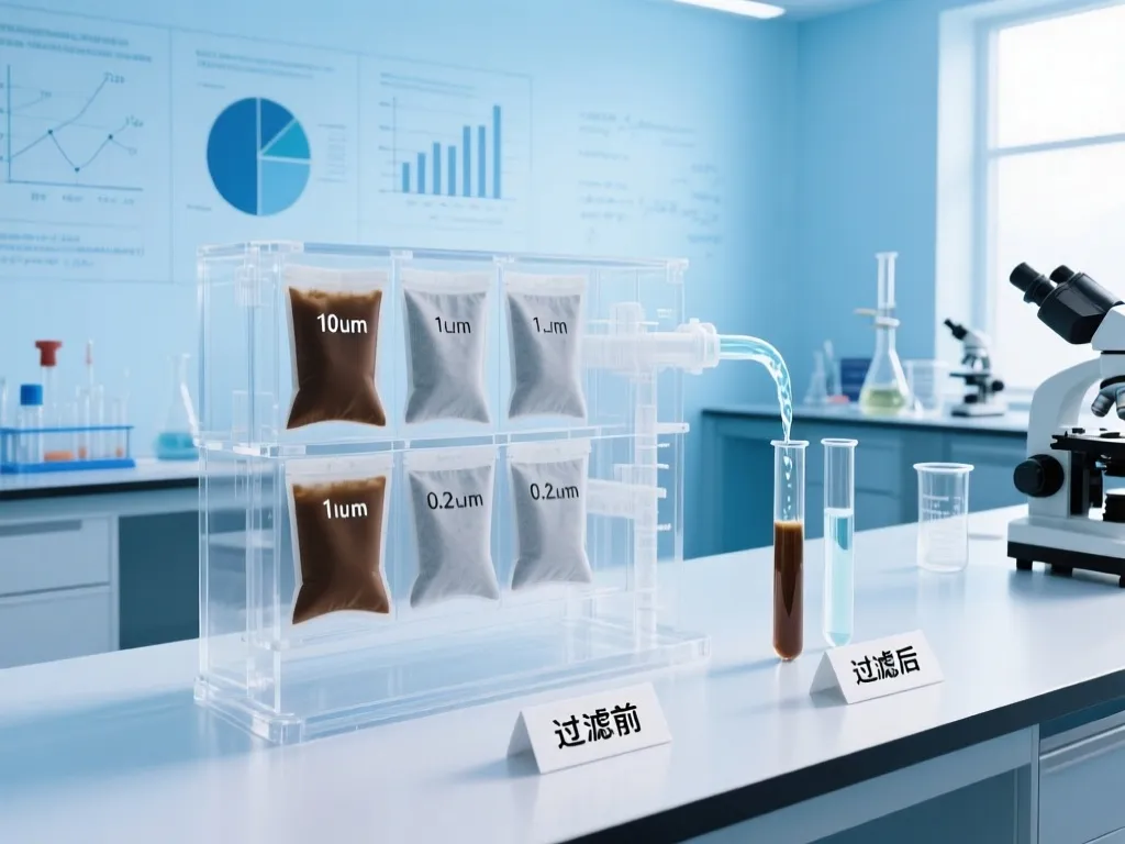 Efficiency test showing filtration levels of custom filter bags.