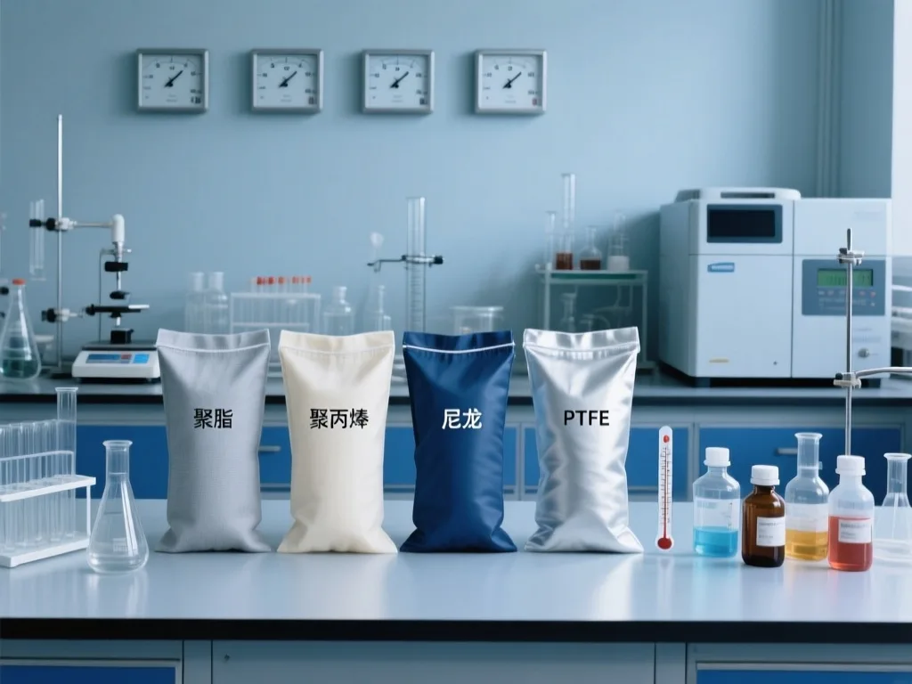 Close-up view of industrial bag filter components